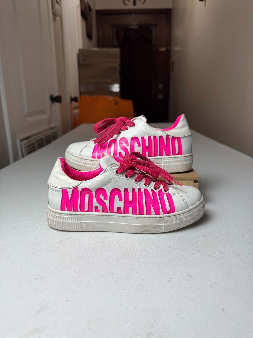 moschino couture women leather sneakers Sz 34 / US 4